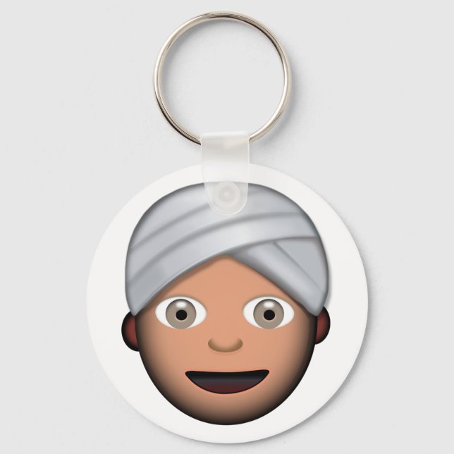 Man With Turban Emoji Key Ring (Front)