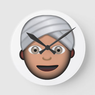 Man With Turban Emoji Round Clock