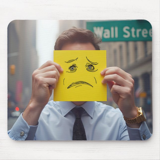 Man With Worried Face Drawing On Wall Street Mouse Pad (Front)