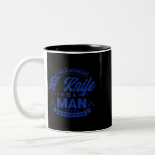 Man Without Knife Knife Making Blacksmith Knife Fo Two-Tone Coffee Mug