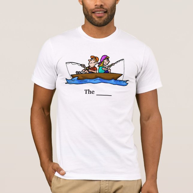 Man Woman Fishing in Boat Customisable T-shirt. T-Shirt (Front)