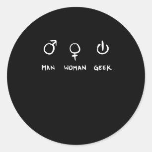 Man Woman Geek Classic Round Sticker