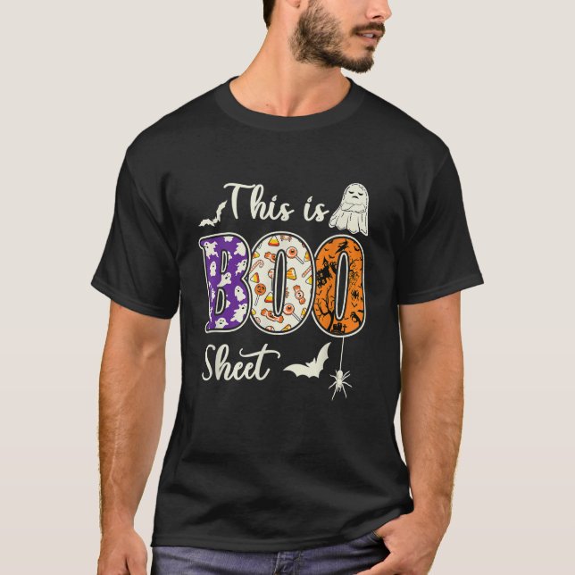 Man Woman This Is Boo Sheet Retro Ghost Funny Hall T-Shirt (Front)