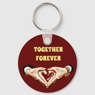 Man womans couples hands in heart shape love art key ring