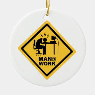 Man @ Work Ceramic Tree Decoration