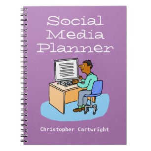 Man working on Social Media at a computer. Notebook