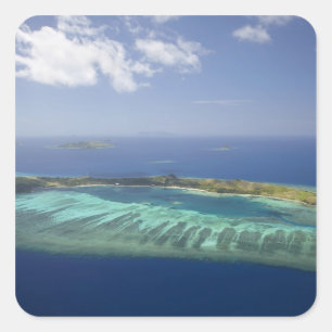 Mana Island and coral reef, Mamanuca Islands Square Sticker
