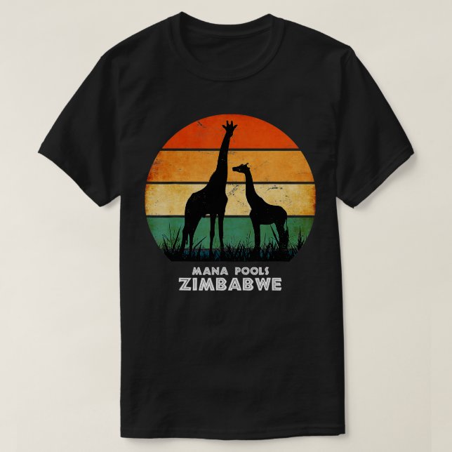 Mana Pools Zimbabwe Giraffe Safari National Park G T-Shirt (Design Front)