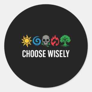 Mana Symbols Gathering Magic - Choose Wisely Blue Classic Round Sticker