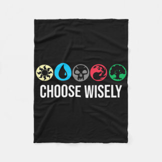 Mana Symbols Gathering Magic - Choose Wisely Blue  Fleece Blanket
