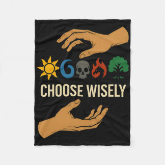 Mana Symbols Gathering Magic - Choose Wisely Blue  Fleece Blanket