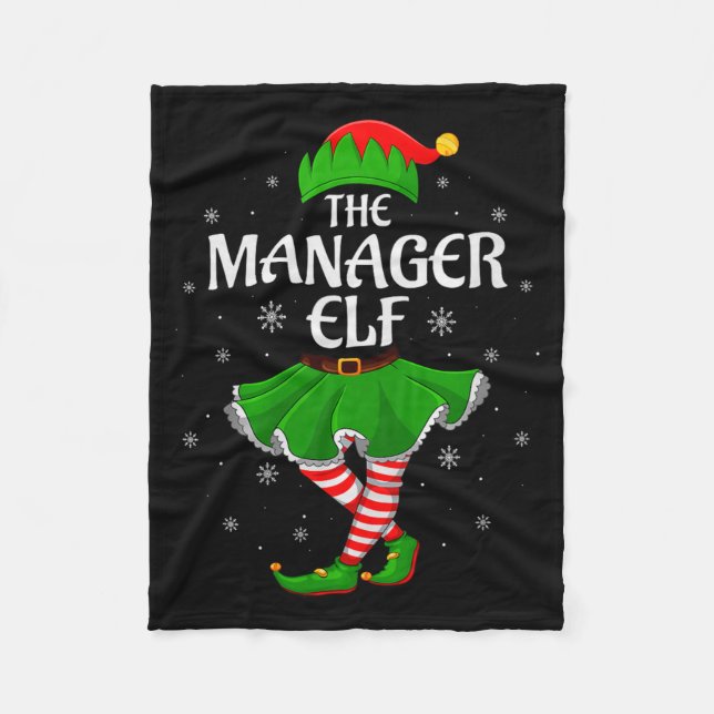 Manager Elf Christmas Family Girls Women Elf Squad Fleece Blanket (Front)