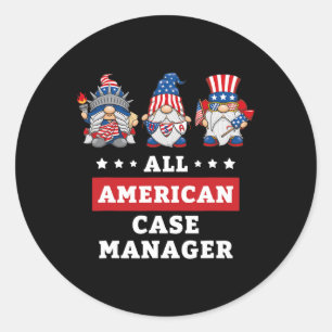 Manager Gnomes July 4th American Flag Usa Classic Round Sticker
