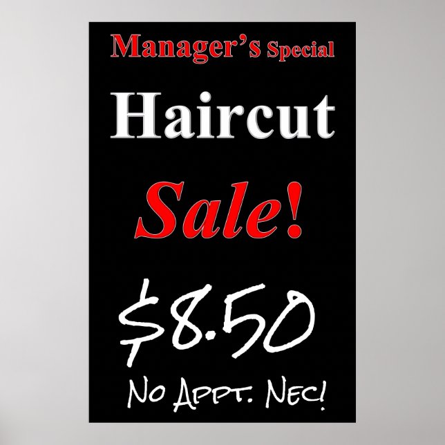 Manager's Special Haircut Sale Beauty Salon Poster (Front)