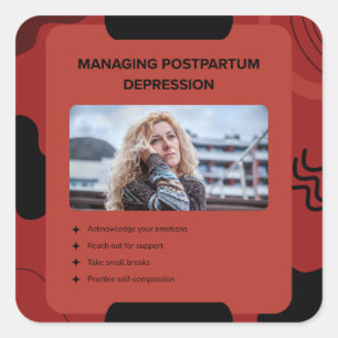 Managing Postpartum Depression Awareness Design Square Sticker