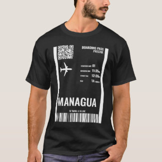 Managua Nicaragua Boarding Pass Airline Ticket Tra T-Shirt