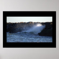 Manahawkin Waves Hitting Jetty Poster