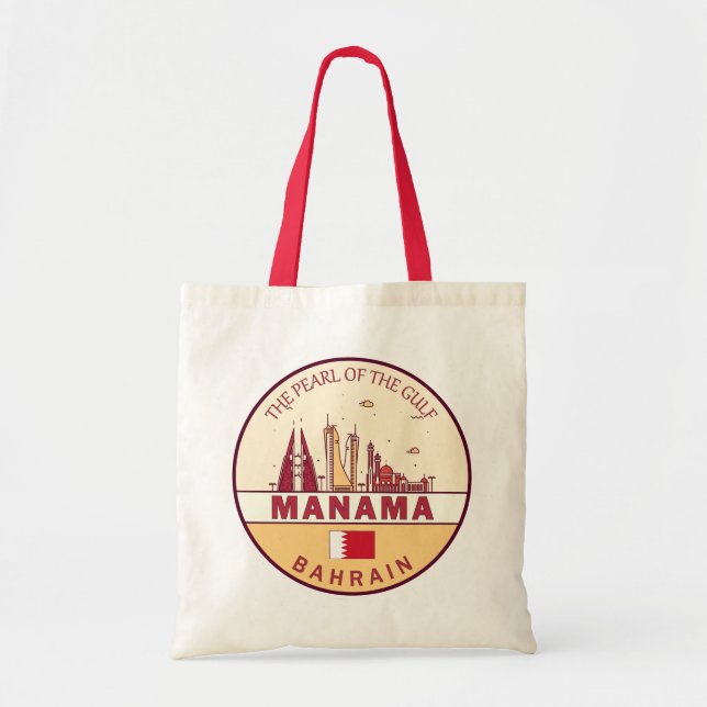 Manama Bahrain City Skyline Emblem Tote Bag (Front)