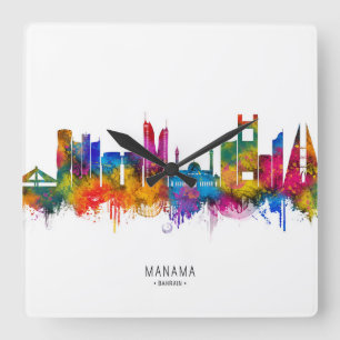 Manama Bahrain Skyline Square Wall Clock