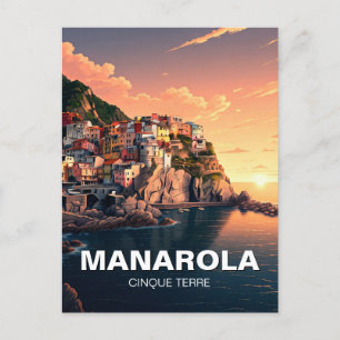 Manarola, Cinqua Terra watercolor Postcard