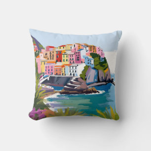 Manarola Cinque Terre Liguria Italy Mediterranean Cushion