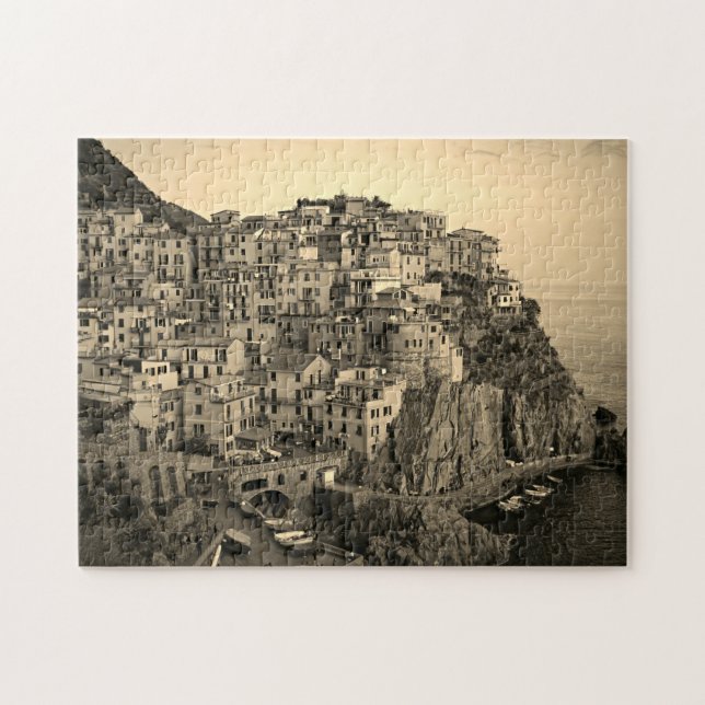 Manarola in Sepia Tones - 11x14 - 252 pcs. Jigsaw Puzzle (Horizontal)