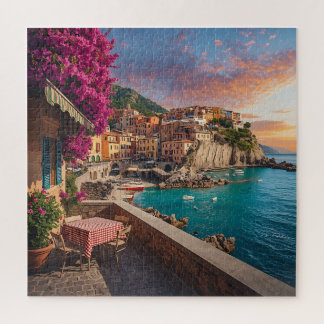 Manarola Sunset Terrace - Cinque Terre Italian Coa Jigsaw Puzzle