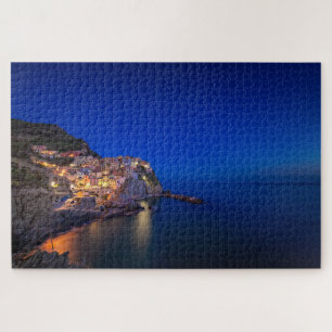 Manarola town in the Cinque Terre in the evening Jigsaw Puzzle