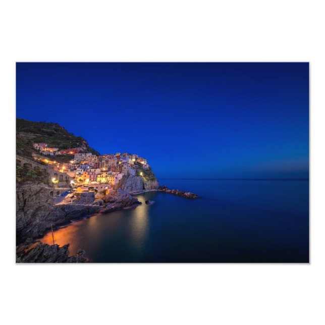 Manarola town in the Cinque Terre in the evening Photo Print (Front)