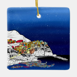 Manarola Village Italy Ceramic Ornament