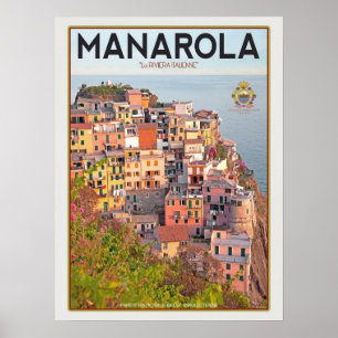 Manarola Vineyard Harbor - on white Poster