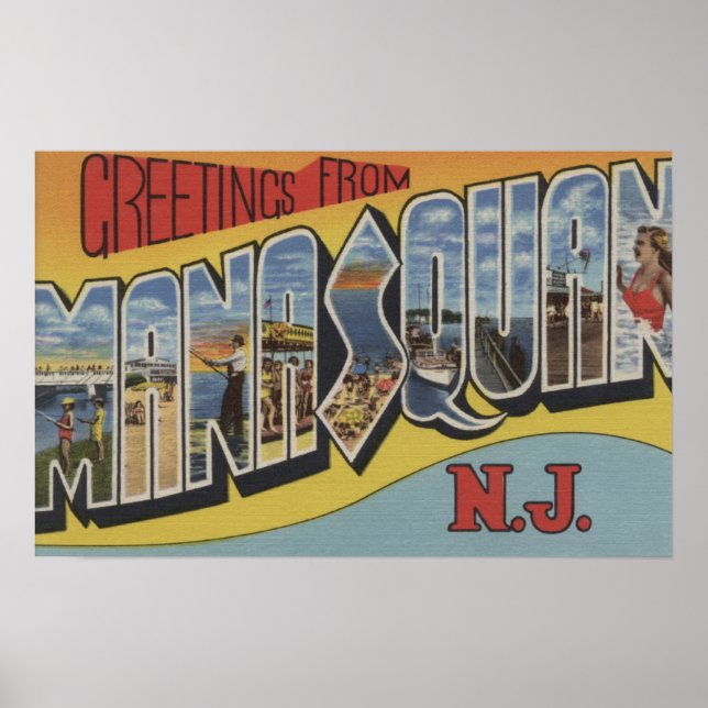 Manasquan, New Jersey - Large Letter Scenes 2 Poster (Front)