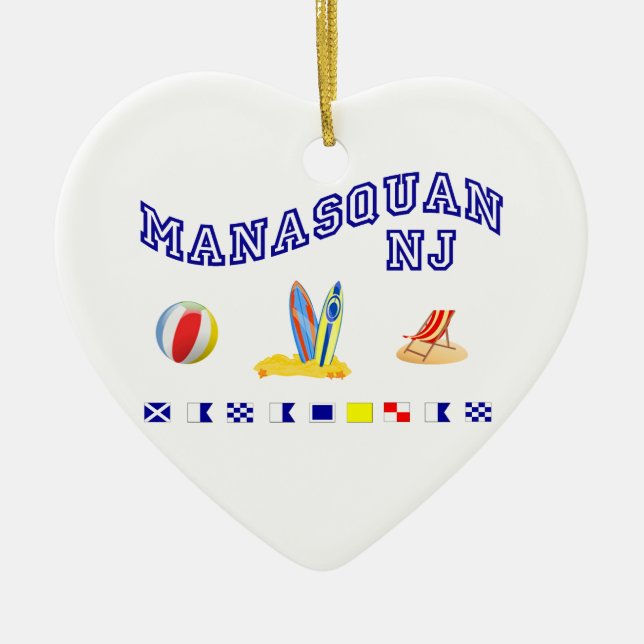 Manasquan NJ - Maritime Spelling Ceramic Tree Decoration (Front)