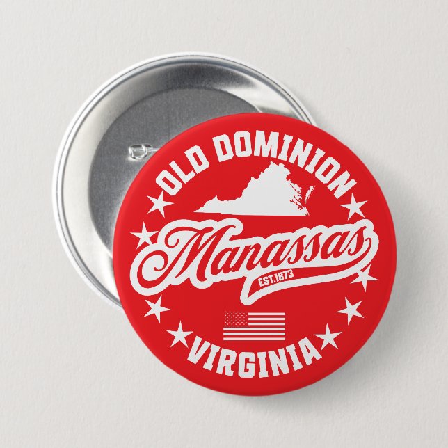 Manassas, Virginia 7.5 Cm Round Badge (Front & Back)