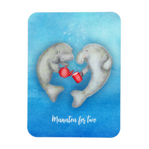 'Manatea for two' tea drinking manatees magnet