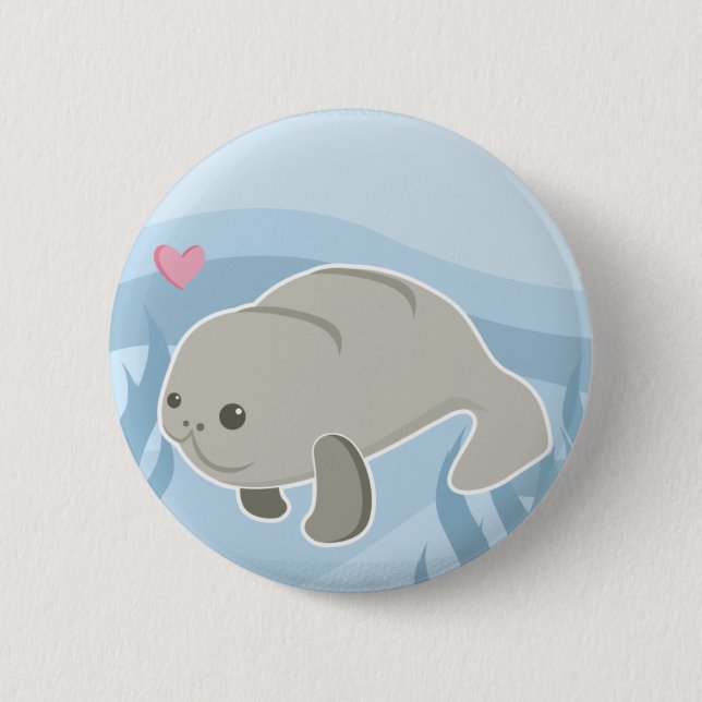 manatee 6 cm round badge (Front)