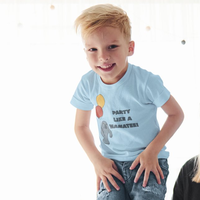 Manatee and Balloons Custom Birthday Party T-Shirt (Creator Uploaded)