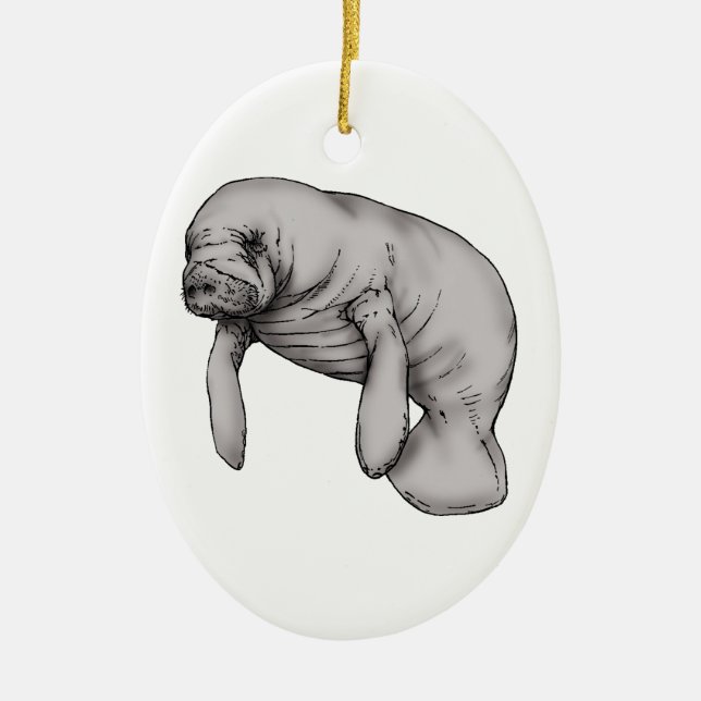 manatee art ceramic ornament (Front)