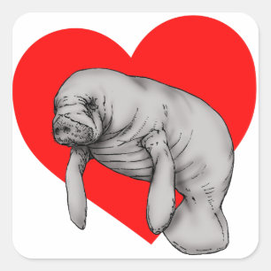 manatee art square sticker