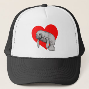 manatee art trucker hat