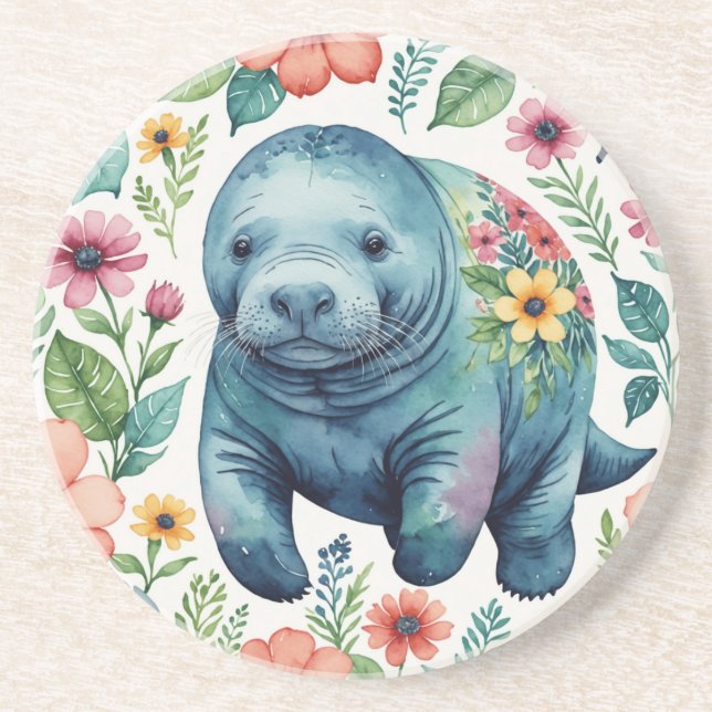 Manatee baby shirt coaster (Front)