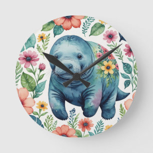 Manatee baby shirt round clock