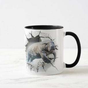 Manatee breaking through wall mug