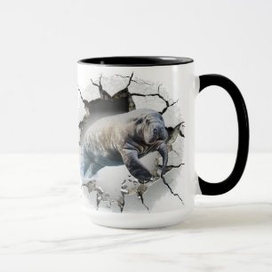 Manatee breaking through wall mug