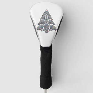 Manatee Christmas Tree Santa Hat Christmas Lights Golf Head Cover