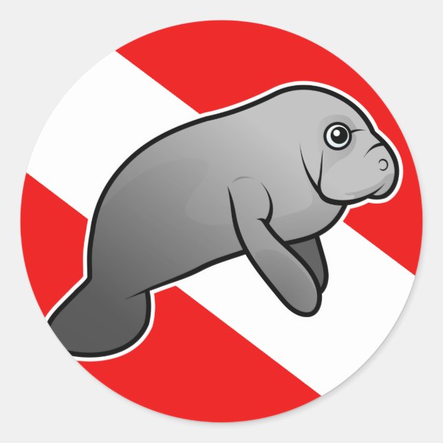 Manatee Dive Flag Classic Round Sticker (Front)