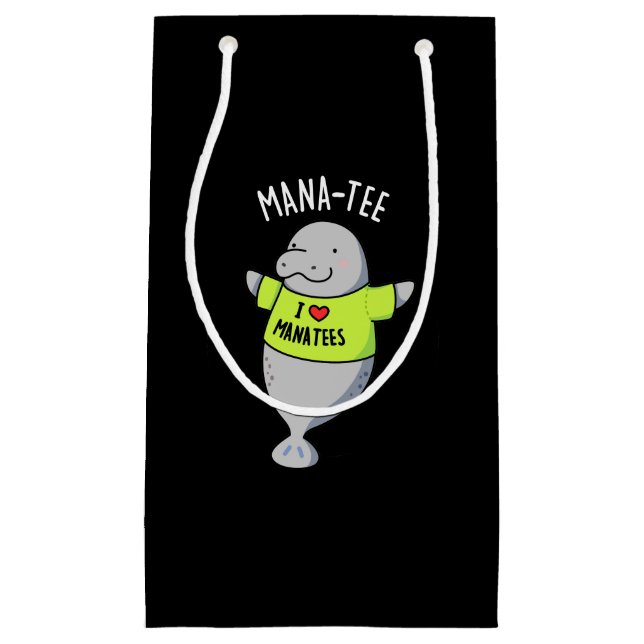 Manatee Funny Animal Pun Dark BG Small Gift Bag (Front)
