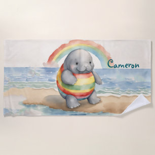 Manatee Gender Neutral Personalised Beach Towel