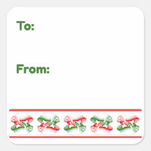 Manatee Holiday Square Sticker