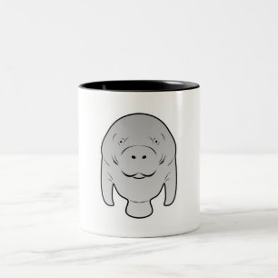 Manatee icon character toon illustration  Two-Tone coffee mug